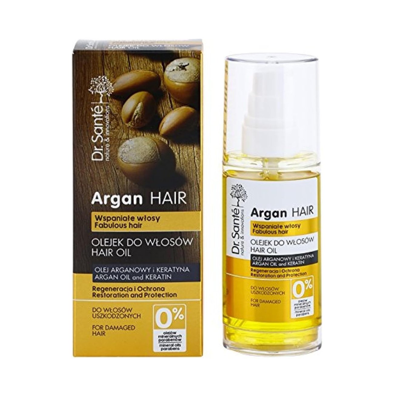 Hair Oil with Argan and Keratin for Damaged Hair 50ml - Eco Natural Products - Dr. Sante - Deep Conditioning