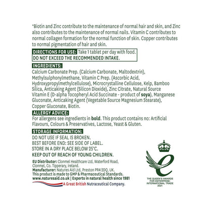 Hair, Skin and Nails Formula 30 Tablets - Natures Aid - Vitamins & Supplements - Eco Natural Products