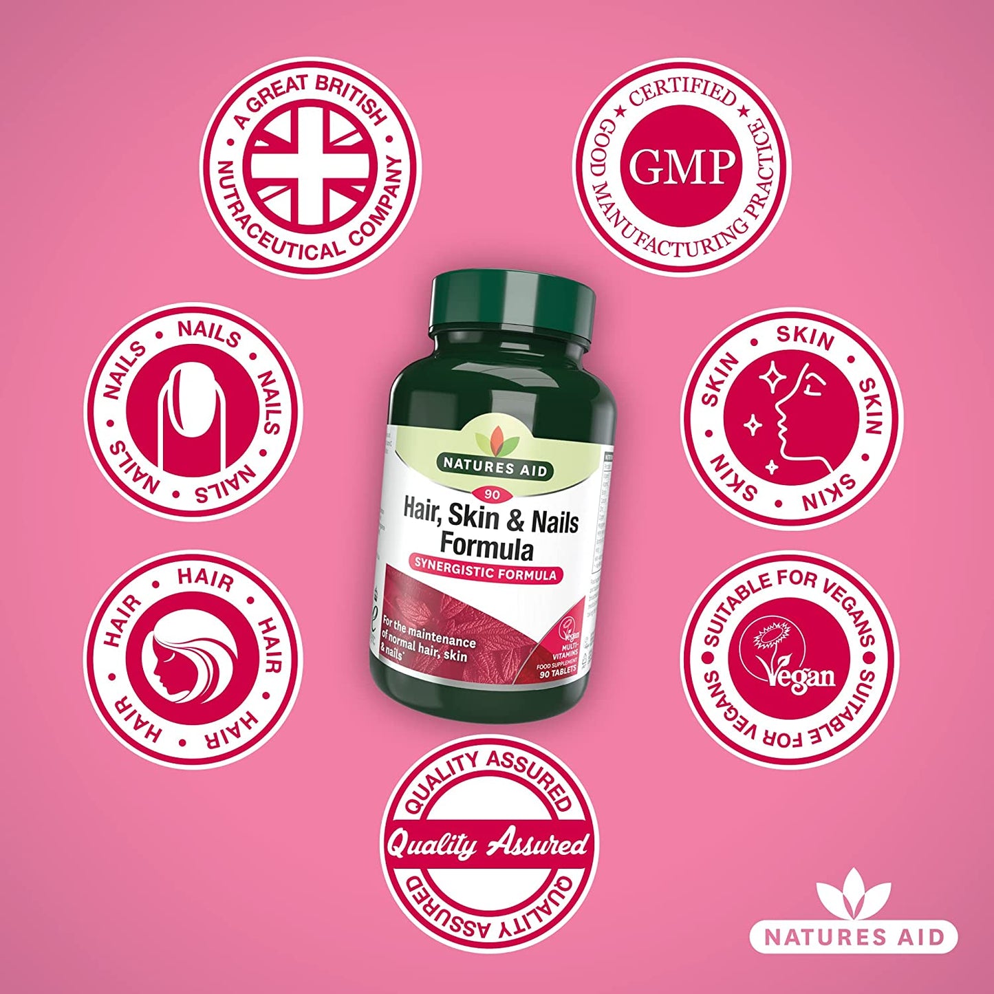 Hair, Skin and Nails Formula 90 Tablets - Natures Aid - Vitamins & Supplements - Eco Natural Products