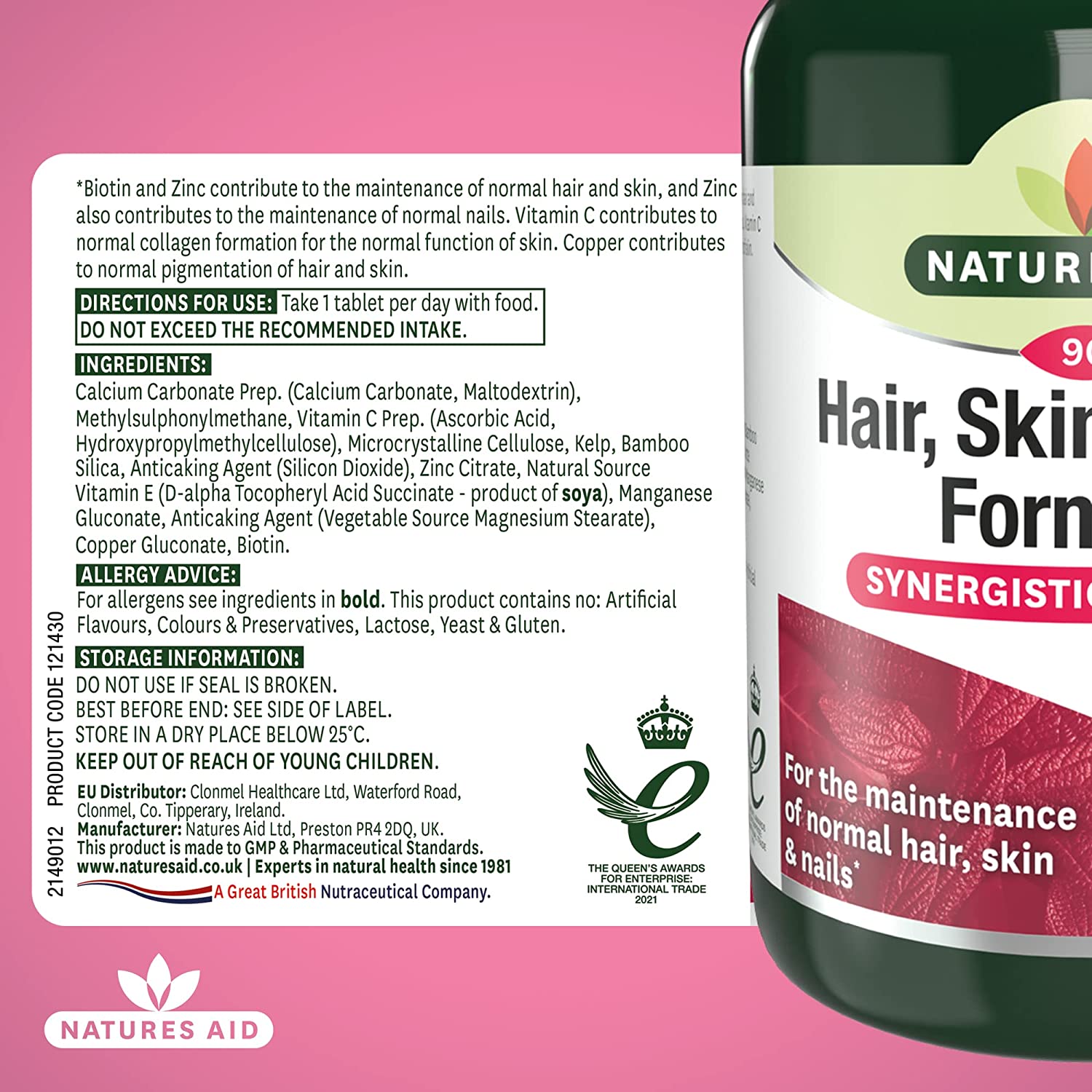 Hair, Skin and Nails Formula 90 Tablets - Eco Natural Products - Natures Aid - Vitamins & Supplements