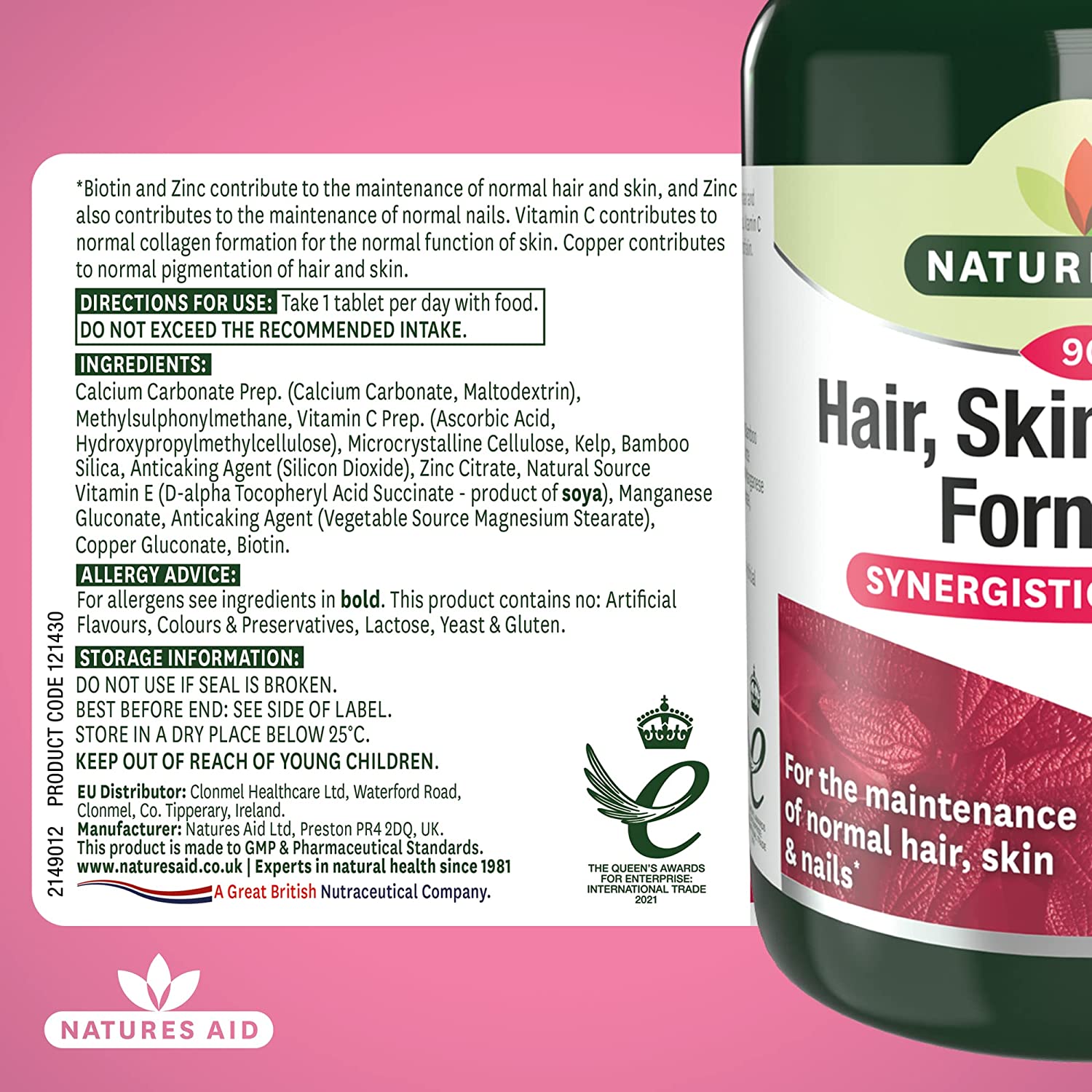 Hair, Skin and Nails Formula 90 Tablets - Natures Aid - Vitamins & Supplements - Eco Natural Products