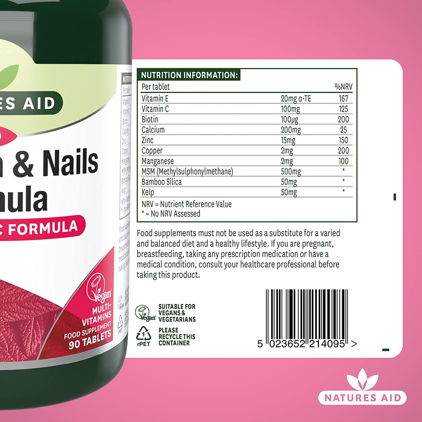 Hair, Skin and Nails Formula 90 Tablets - Natures Aid - Vitamins & Supplements - Eco Natural Products