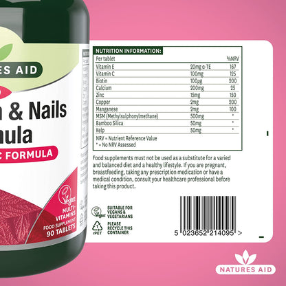 Hair, Skin and Nails Formula 90 Tablets - Natures Aid - Vitamins & Supplements - Eco Natural Products