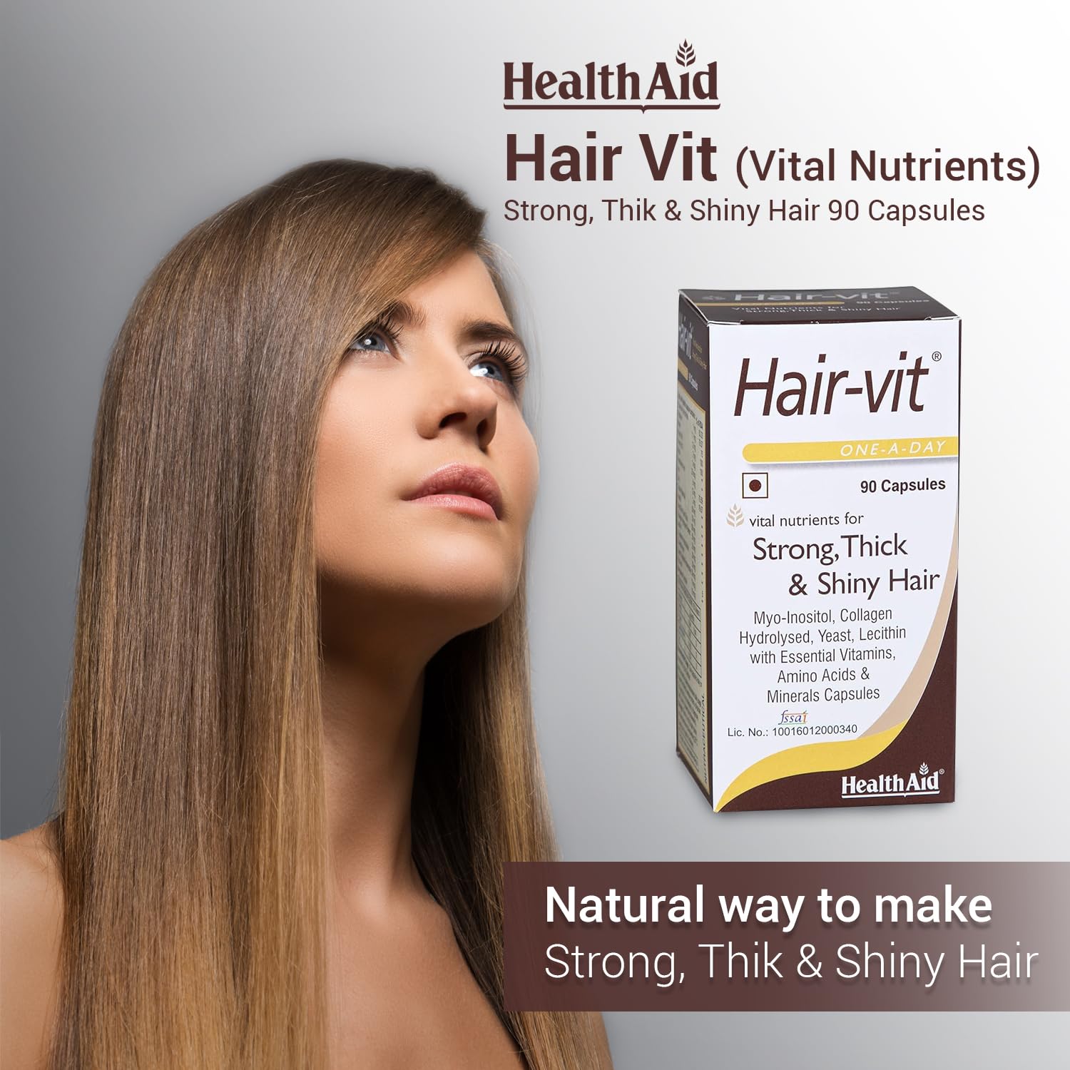 Hair - vit 90 Capsules - Eco Natural Products - HealthAid - Food Supplement