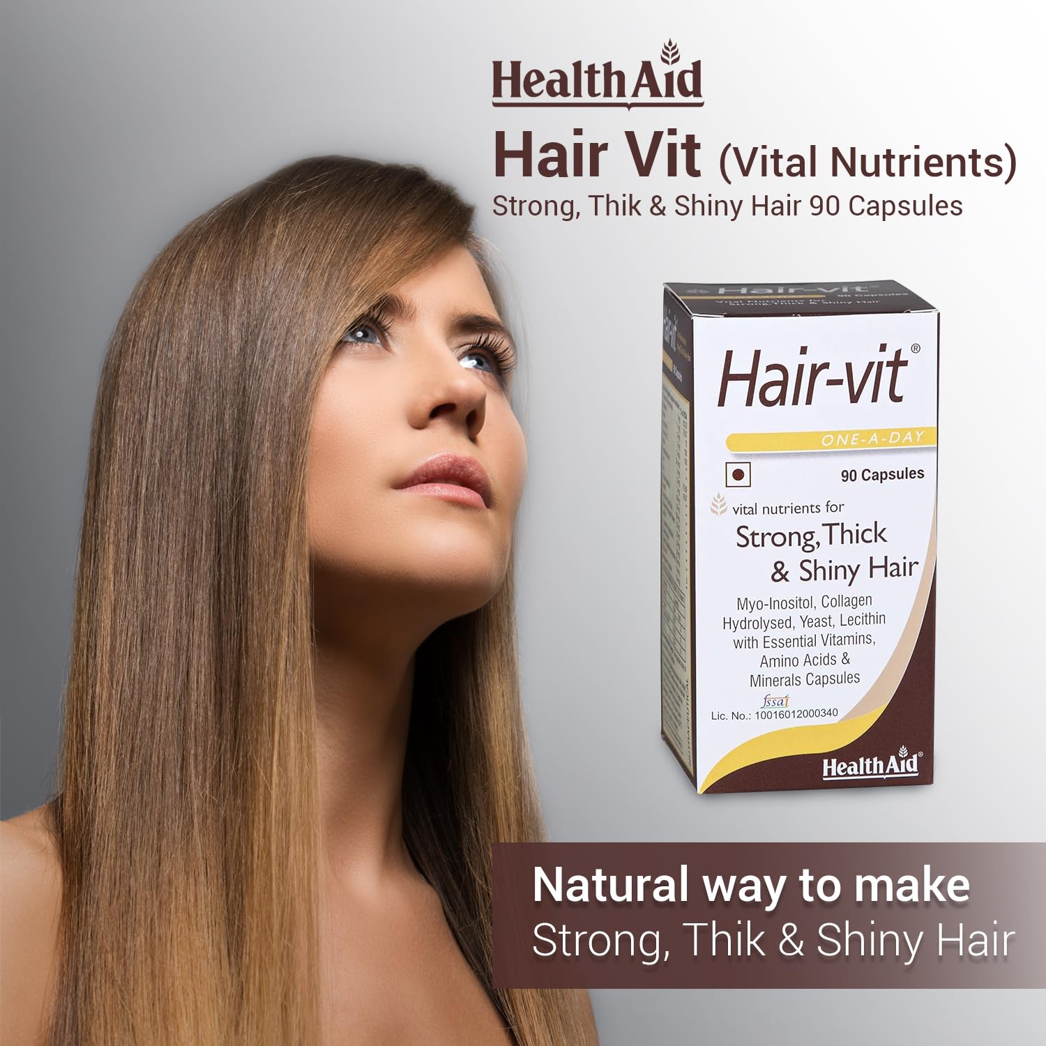 Hair - vit 90 Capsules - HealthAid - Food Supplement - Eco Natural Products