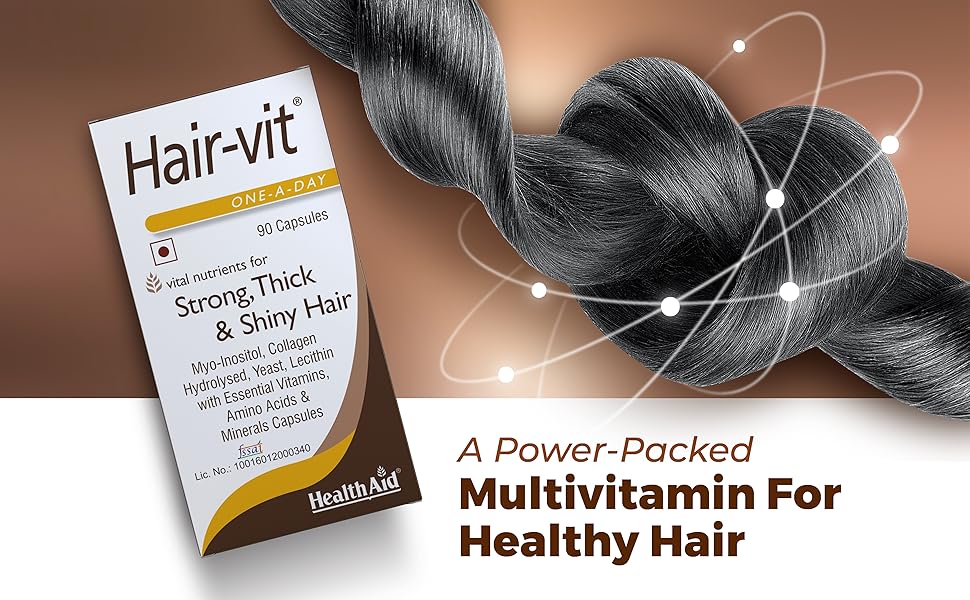 Hair - vit 90 Capsules - HealthAid - Food Supplement - Eco Natural Products