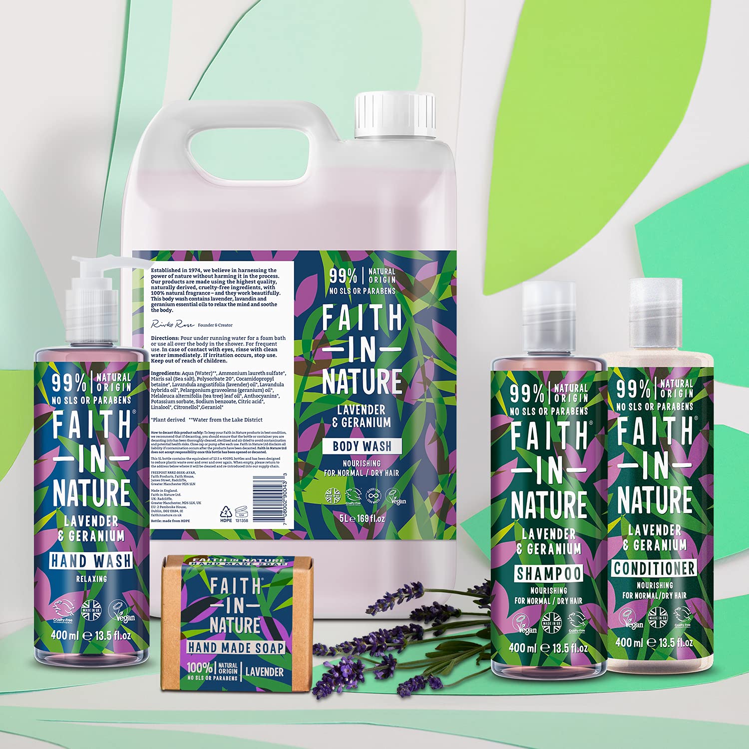 Hand & Body Lotion Lavender & Geranium 400ml - Faith in Nature - Hand & Body Lotion - Eco Natural Products