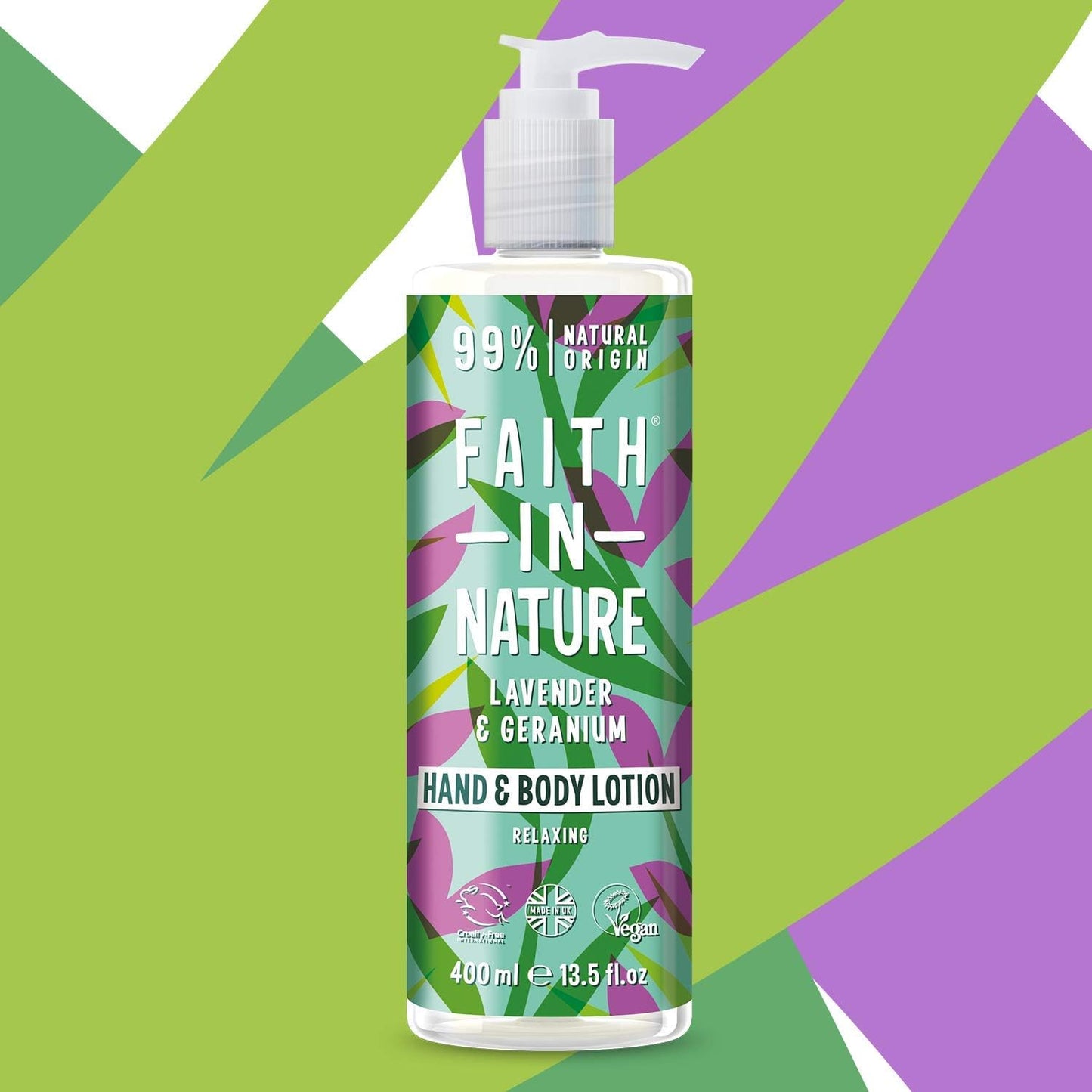 Hand & Body Lotion Lavender & Geranium 400ml - Faith in Nature - Hand & Body Lotion - Eco Natural Products