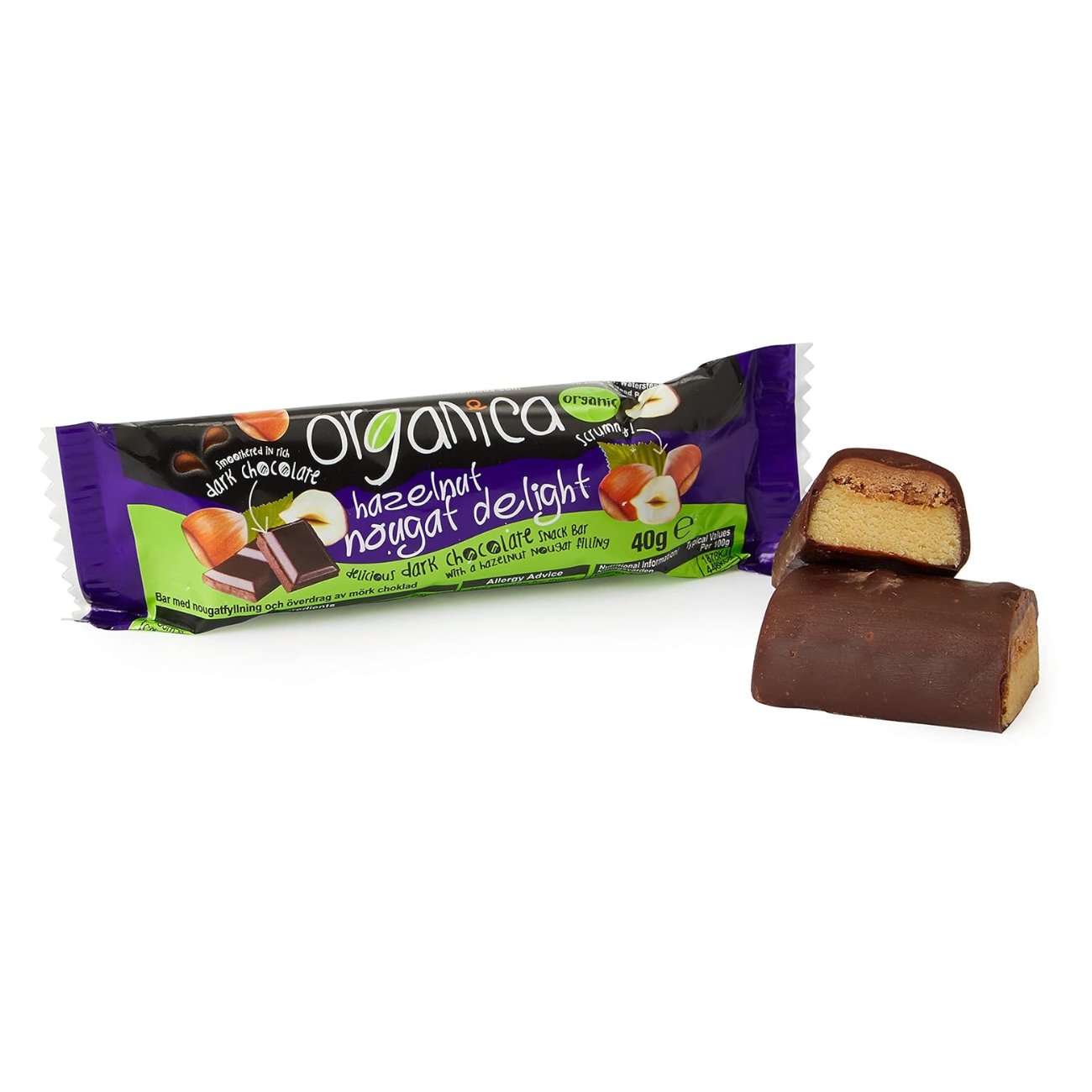 Hazelnut Nougat Delight Snack Bar 40g - Eco Natural Products - Organica - Snack bar