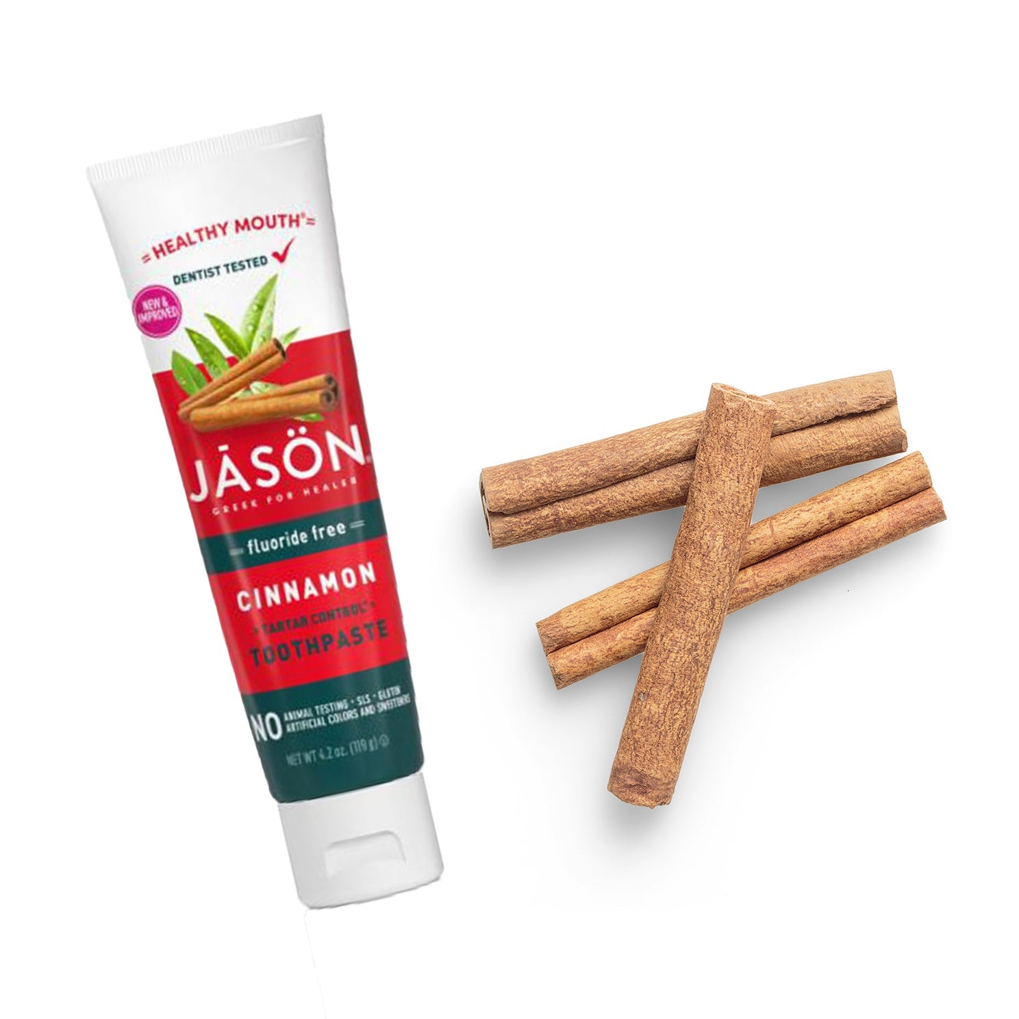 Healthy Mouth Tartar Control Toothpaste Cinnamon 119g - Eco Natural Products - Jason - Toothpaste