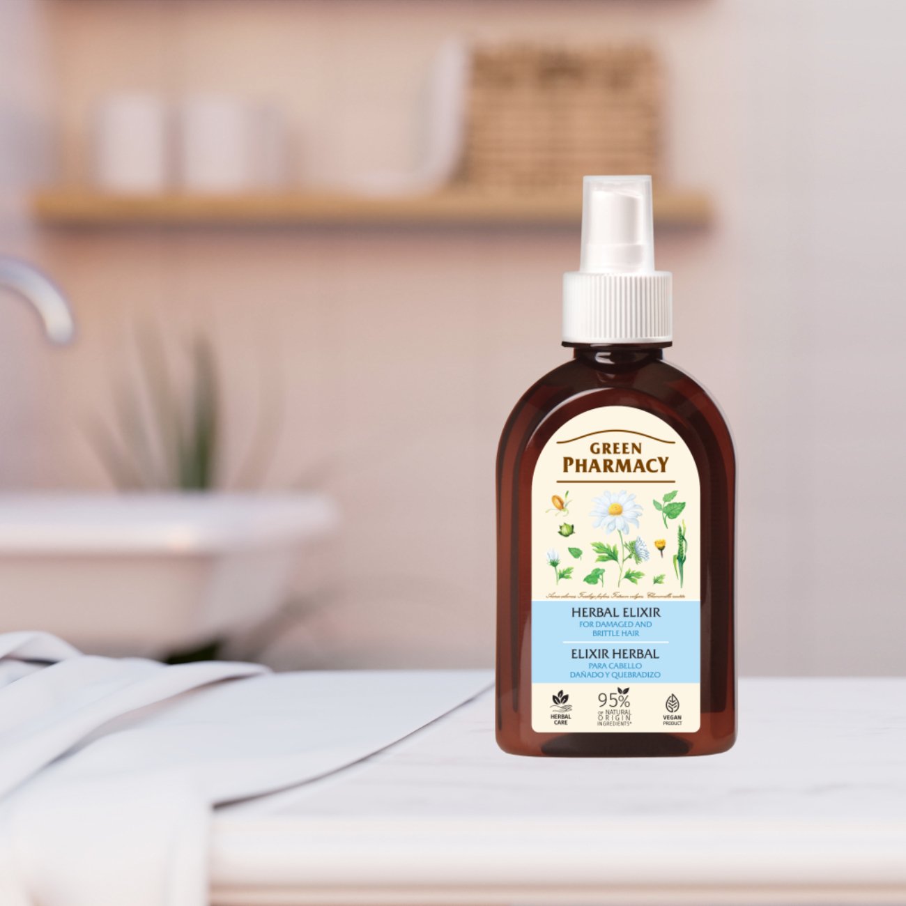 Herbal Elixir for Damaged, Brittle & Dyed Hair 250ml - Green Pharmacy - Conditioners - Eco Natural Products