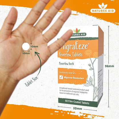 Herbal MigraEeze Feverfew Migraine Headaches 60 Tabs - Natures Aid - Vitamins & Supplements - Eco Natural Products