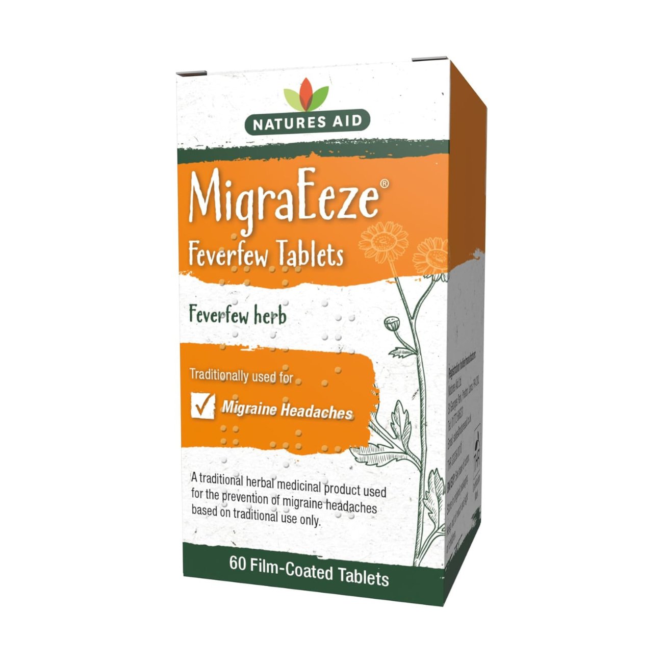 Herbal MigraEeze Feverfew Migraine Headaches 60 Tabs - Eco Natural Products - Natures Aid - Vitamins & Supplements