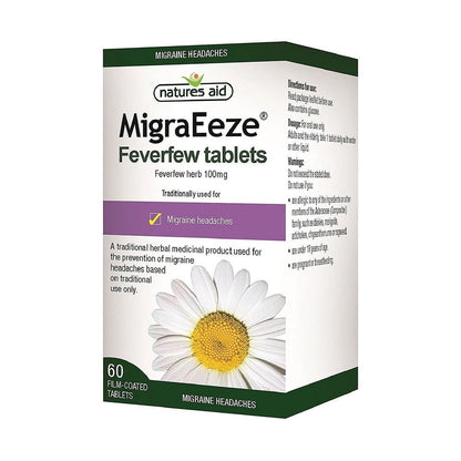 Herbal MigraEeze Feverfew Migraine Headaches 60 Tabs - Natures Aid - Vitamins & Supplements - Eco Natural Products