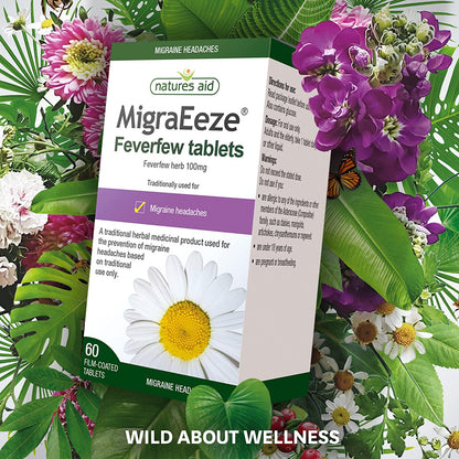 Herbal MigraEeze Feverfew Migraine Headaches 60 Tabs - Natures Aid - Vitamins & Supplements - Eco Natural Products