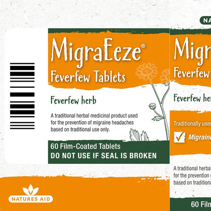 Herbal MigraEeze Feverfew Migraine Headaches 60 Tabs - Natures Aid - Vitamins & Supplements - Eco Natural Products