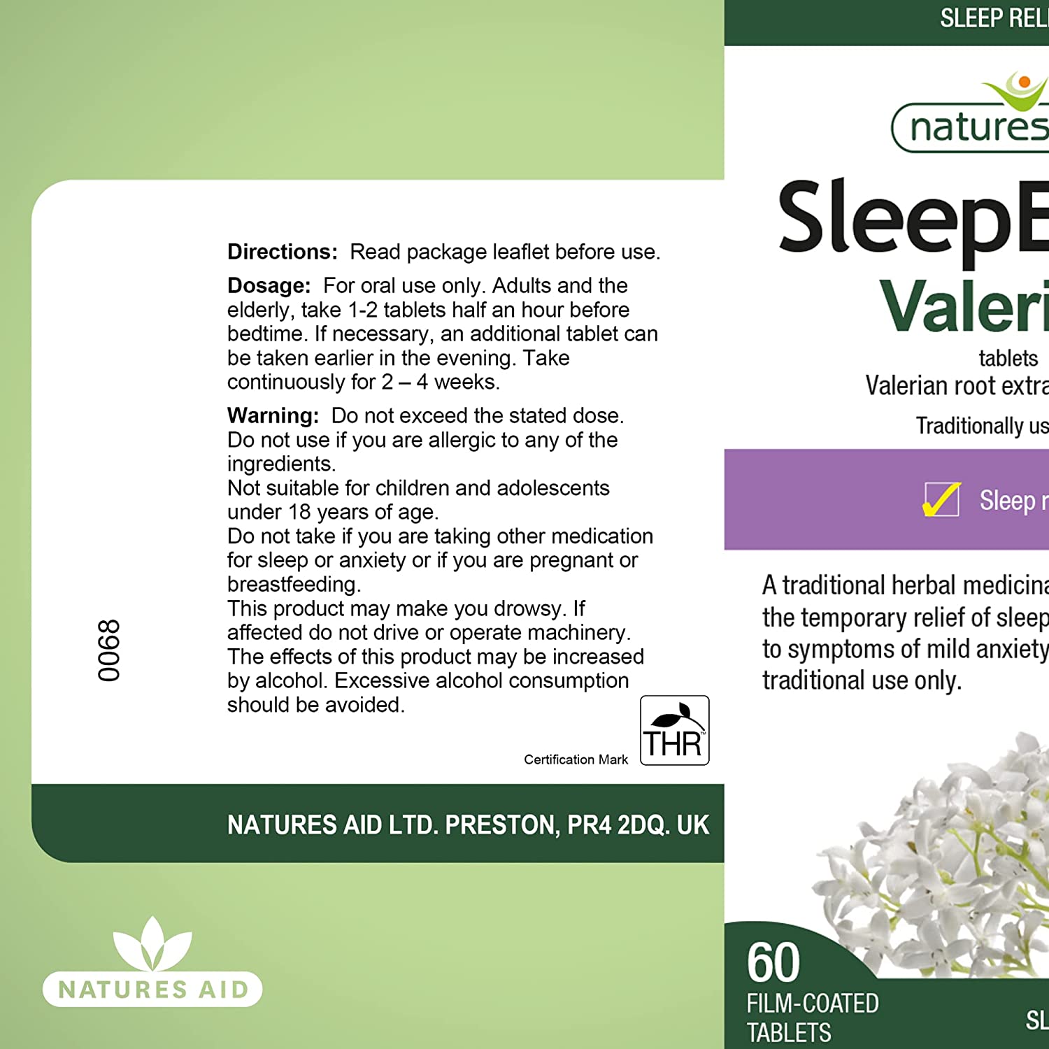 Herbal SleepEezy Valerin Root Extract 150mg Sleep Relief 60 Tablets - Natures Aid - Vitamins & Supplements - Eco Natural Products