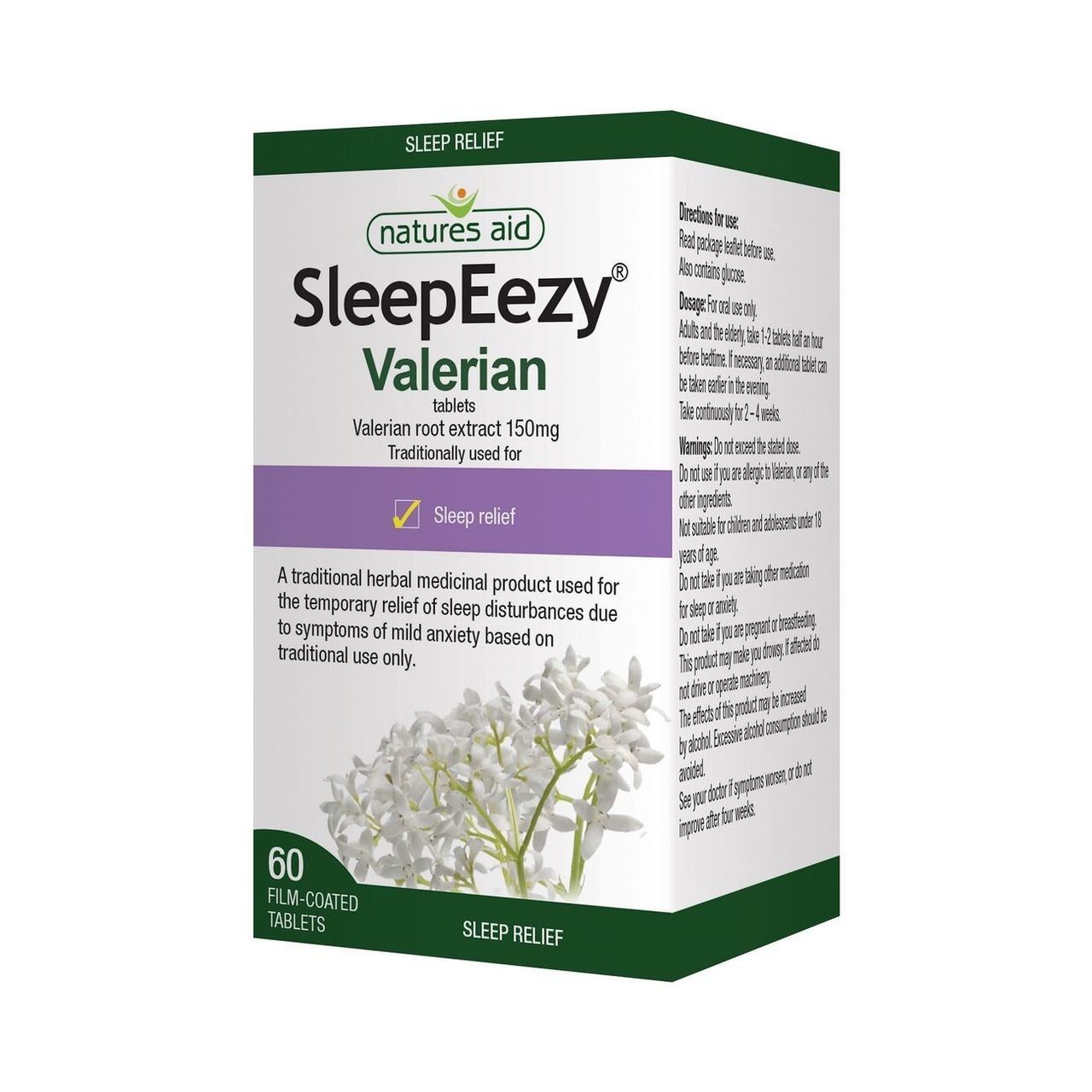 Herbal SleepEezy Valerin Root Extract 150mg Sleep Relief 60 Tablets - Natures Aid - Vitamins & Supplements - Eco Natural Products