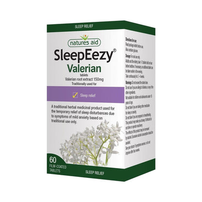 Herbal SleepEezy Valerin Root Extract 150mg Sleep Relief 60 Tablets - Natures Aid - Vitamins & Supplements - Eco Natural Products