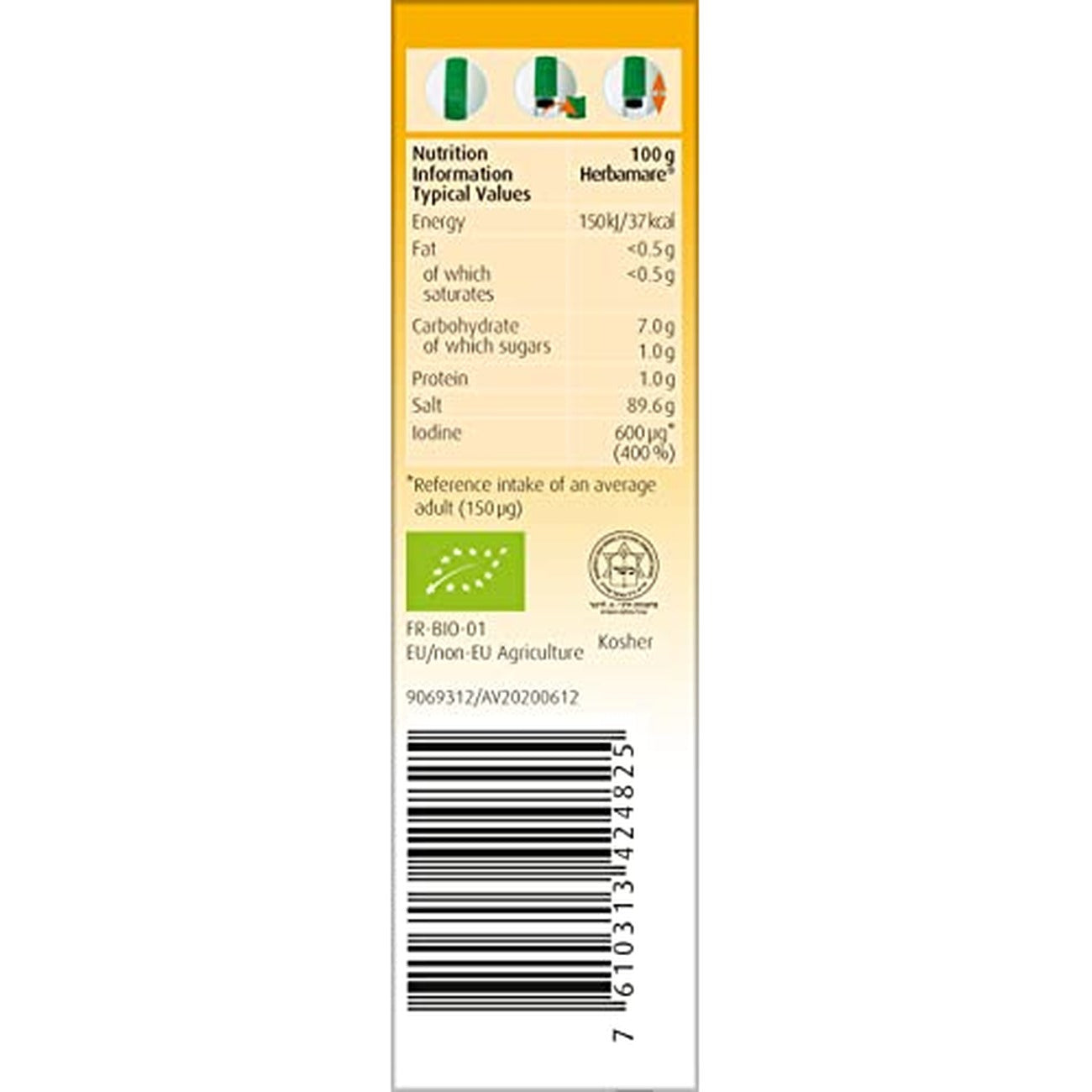 Organic Herbamare Spicy nutrition information