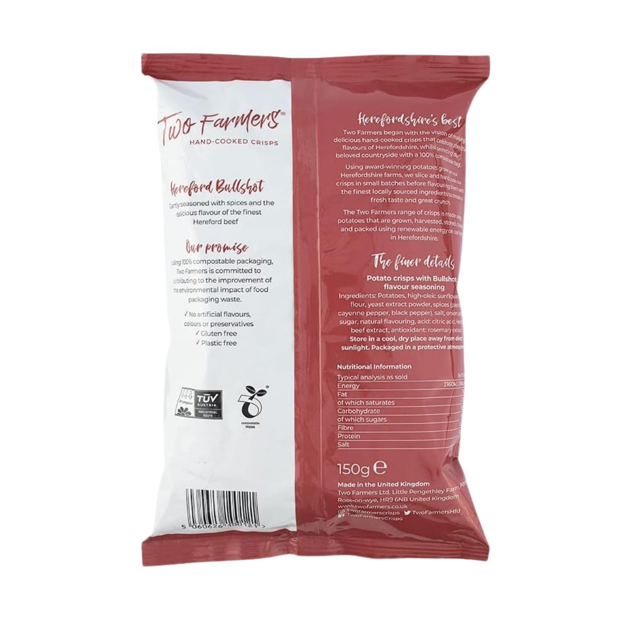 Hereford Bullshot Crisps 150g BBE 23.05.2024 [RED] - Eco Natural Products - Two Farmers - Potato Crisps