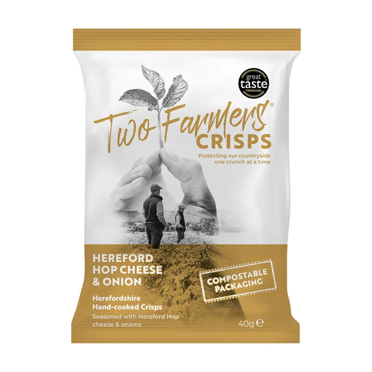Hereford Hop Cheese & Onion Hand - cooked Crisps 40g BBE 03.09.2025 - Two Farmers - Chips - Two Farmers