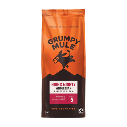 High & Mighty Espresso Blend Wholebean 1kg - Grumpy Mule Coffee - Coffee - Eco Natural Products