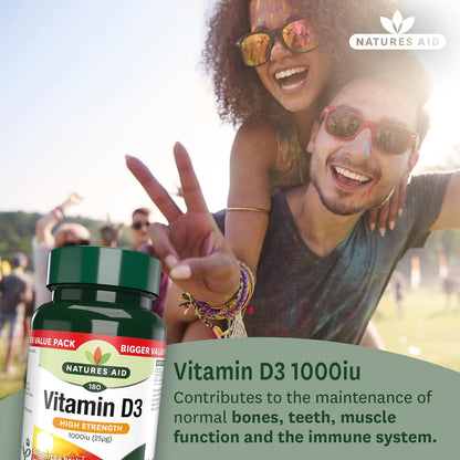 High Strength Vitamin D3 1000iu 180 Tablets - Natures Aid - Food supplement - Eco Natural Products