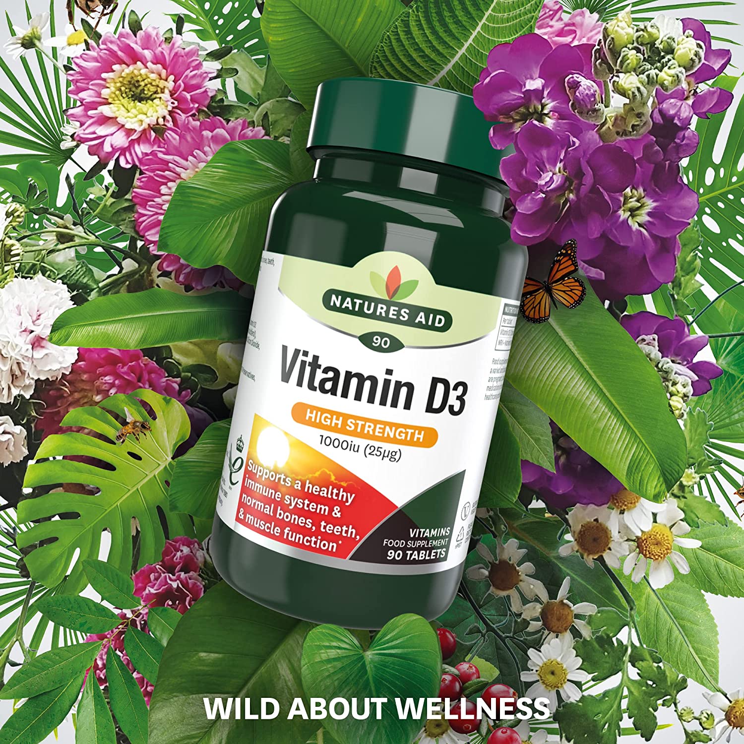 High Strength Vitamin D3 1000iu 90 Tablets - Eco Natural Products - Natures Aid - Vitamins & Supplements