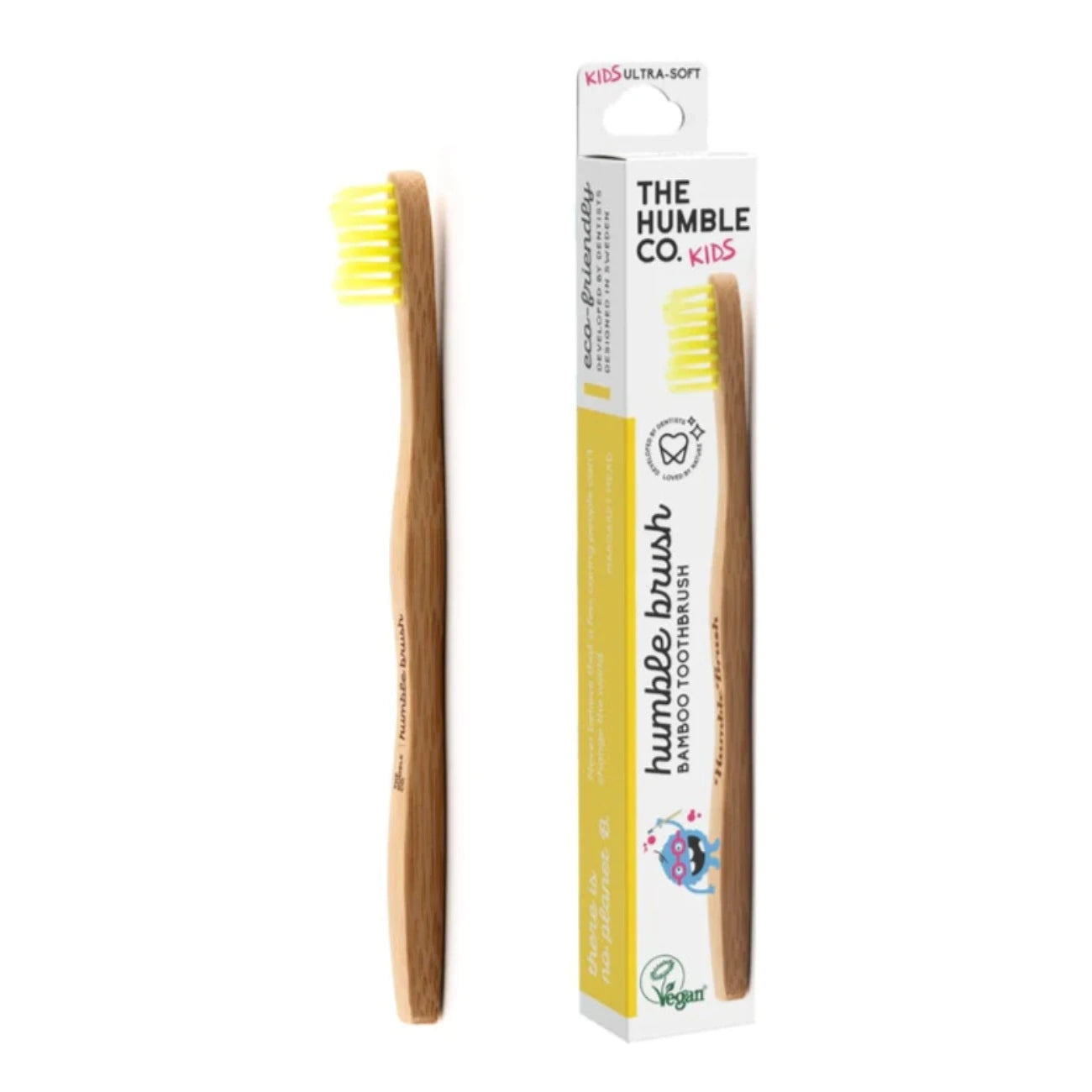 Eco Friendly Bamboo Kids Toothbrush Ultra Soft Yellow