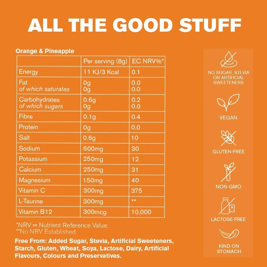 Hydrate+ Orange & Pineapple Electrolytes 15 Sachets - Dr Vegan - Minerals - Dr Vegan