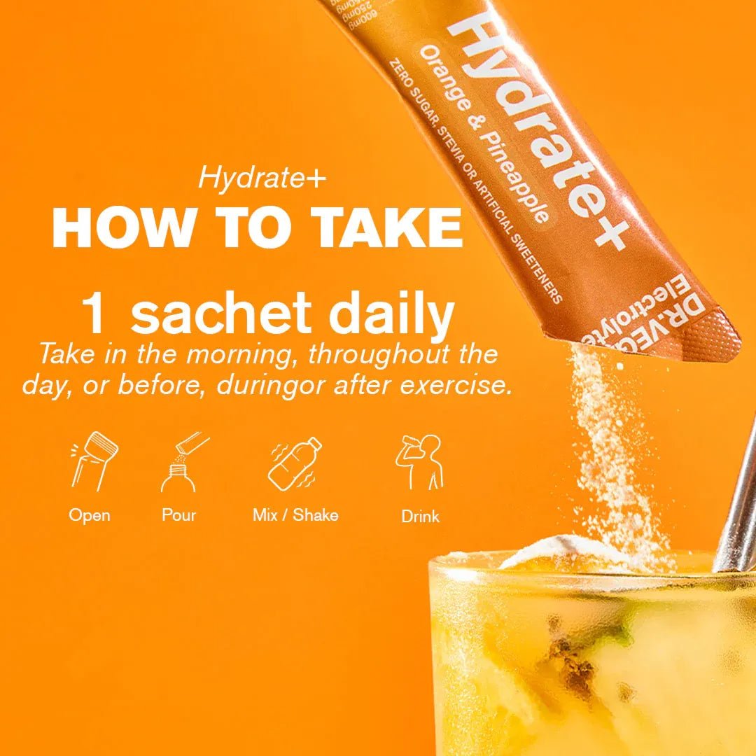 Hydrate+ Orange & Pineapple Electrolytes 15 Sachets - Dr Vegan - Minerals - Dr Vegan