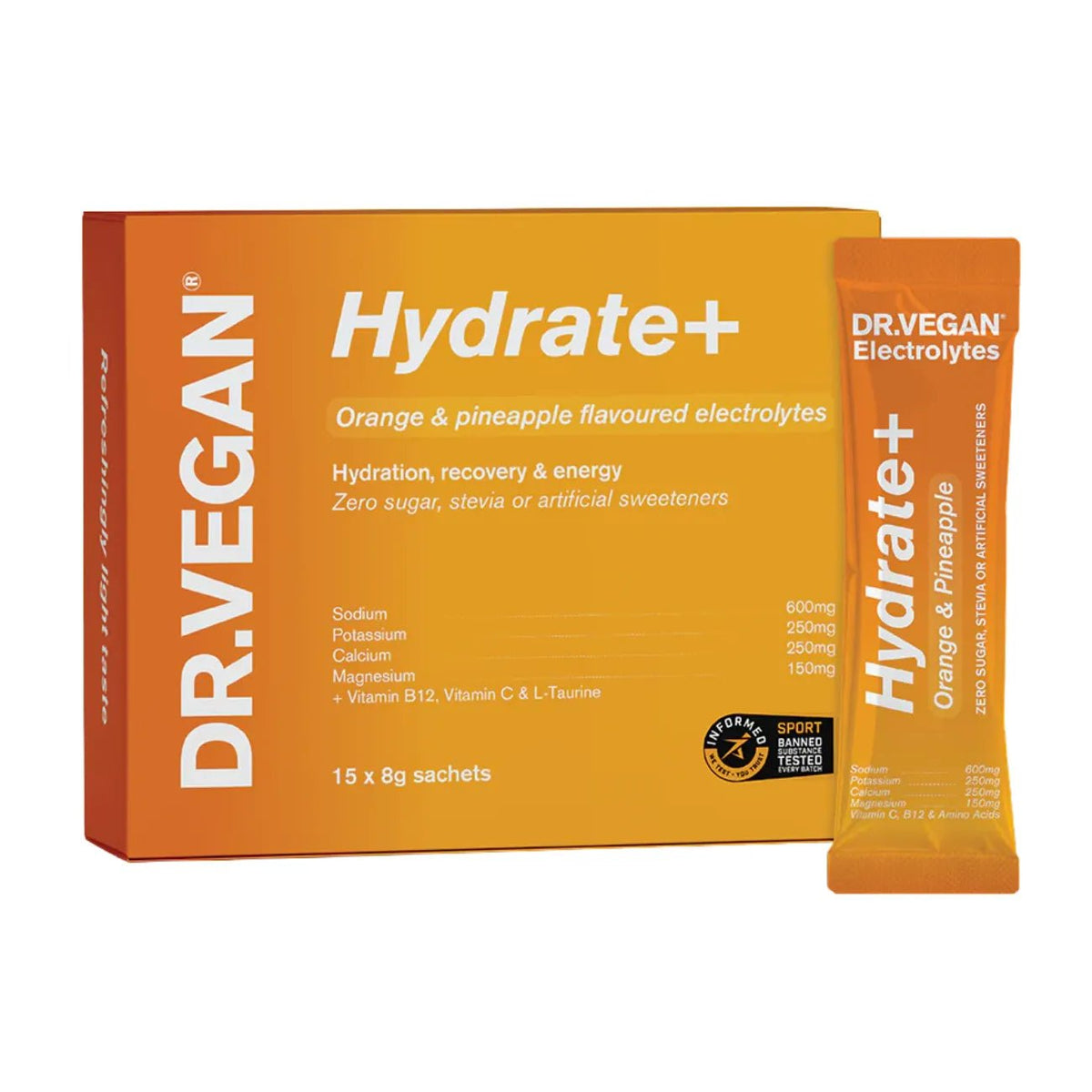 Hydrate+ Orange & Pineapple Electrolytes 15 Sachets - Dr Vegan - Minerals - Dr Vegan