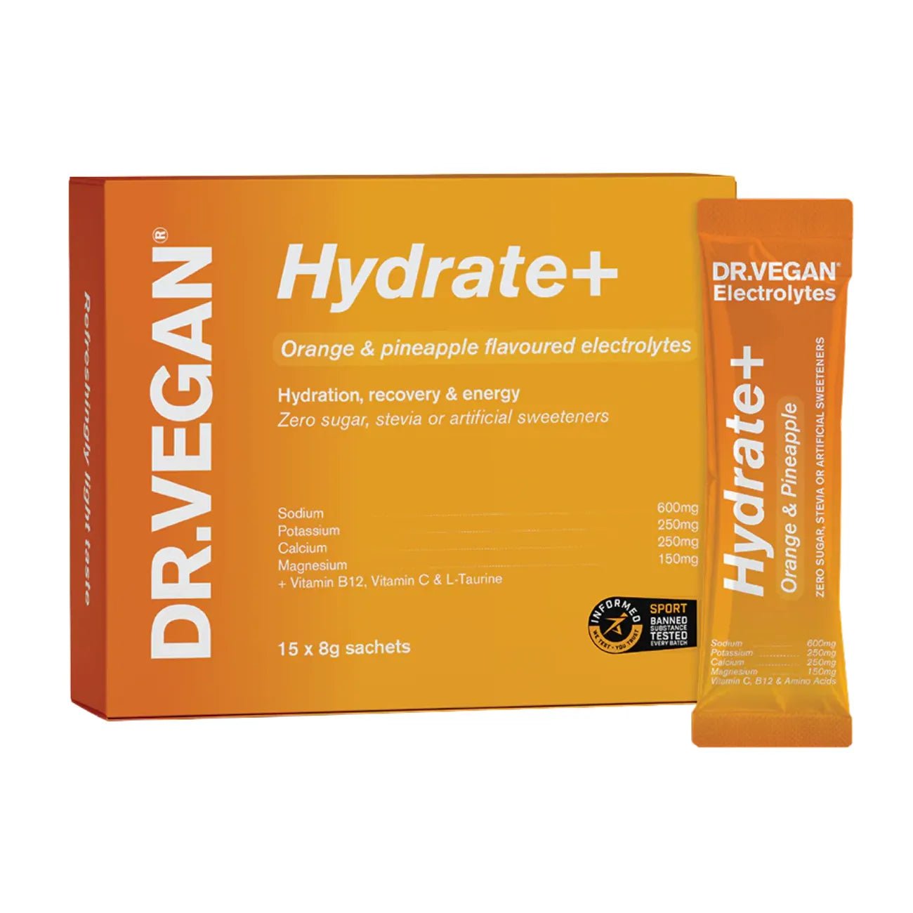 Hydrate+ Orange & Pineapple Electrolytes 15 Sachets - Dr Vegan - Minerals - Dr Vegan