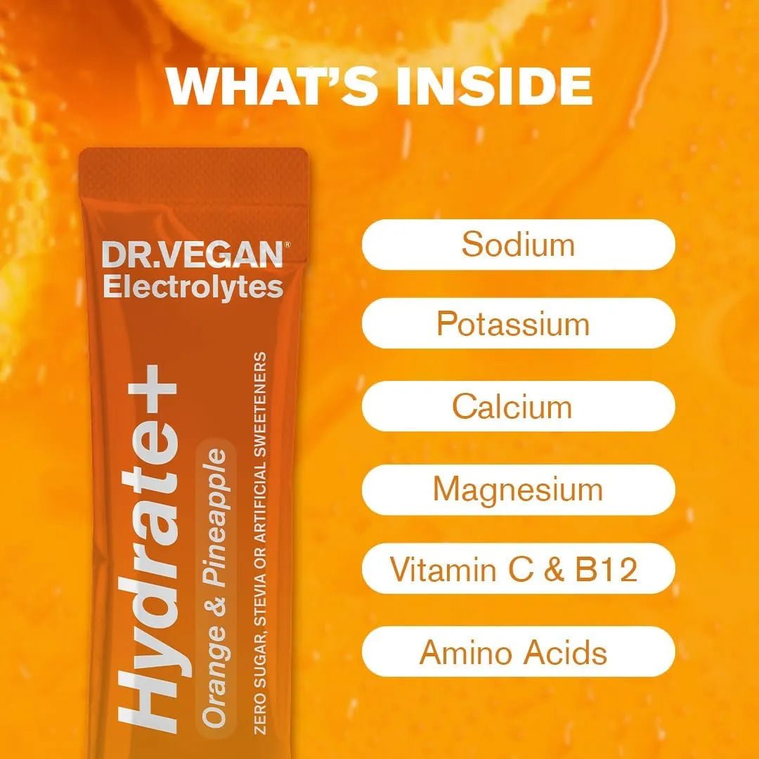 Hydrate+ Orange & Pineapple Electrolytes 15 Sachets - Dr Vegan - Minerals - Dr Vegan