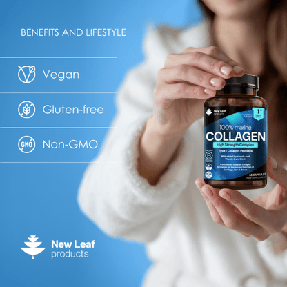 Hydrolised Marine Collagen 1200mg 60 capsules - New Leaf Products - Collagen - New Leaf Products