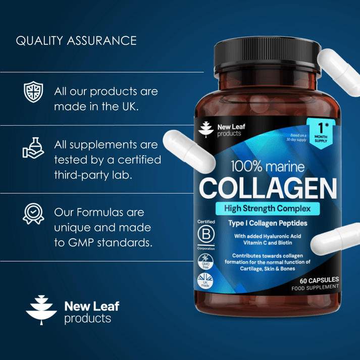 Hydrolised Marine Collagen 1200mg 60 capsules - New Leaf Products - Collagen - New Leaf Products