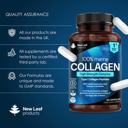 Hydrolised Marine Collagen 1200mg 60 capsules - New Leaf Products - Collagen - New Leaf Products