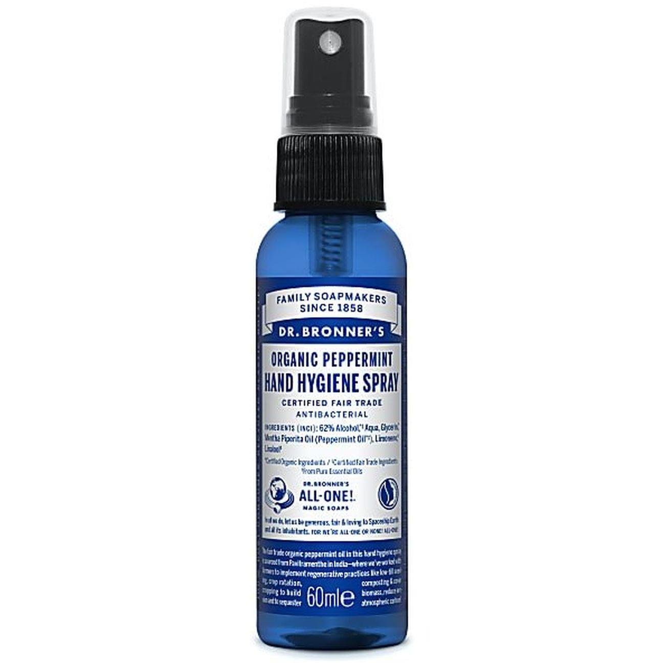 Hygiene Hand Sanitiser Organic Peppermint 60ml - Eco Natural Products - Dr. Bronner - Hand Sanitiser