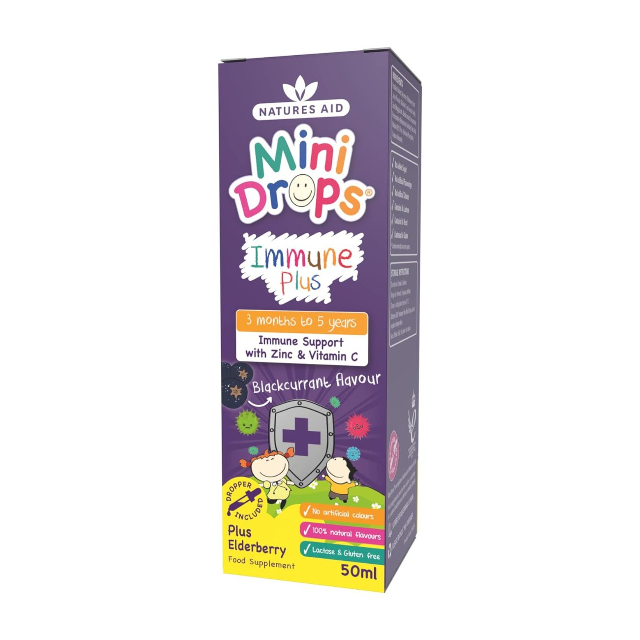 Immune Plus Mini Drops Children 50ml - Natures Aid - Vitamins & Supplements - Eco Natural Products