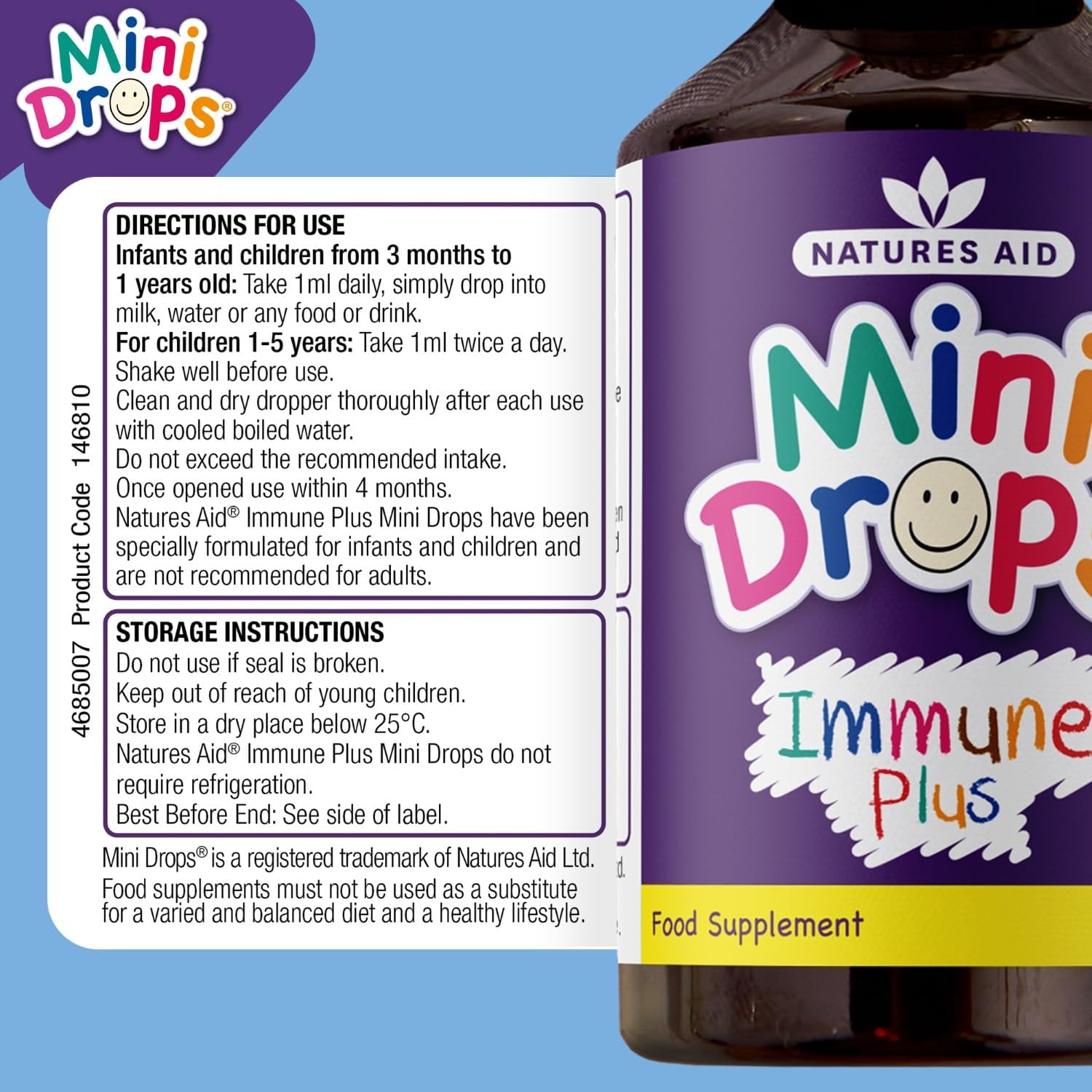 Immune Plus Mini Drops Children 50ml - Natures Aid - Vitamins & Supplements - Eco Natural Products