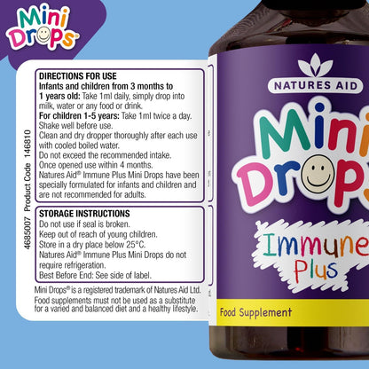 Immune Plus Mini Drops Children 50ml - Natures Aid - Vitamins & Supplements - Eco Natural Products