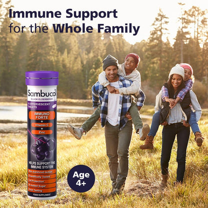 Immuno Forte Black Elderberry Effervescent 15 Tablets - Sambucol - Food Supplement - Eco Natural Products