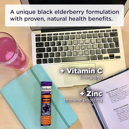 Immuno Forte Black Elderberry Effervescent 15 Tablets - Sambucol - Food Supplement - Eco Natural Products