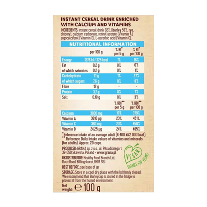 Instant Cereal Drink Calcium & Vitamins 100g - Barleycup - Cereal Drinks - Eco Natural Products