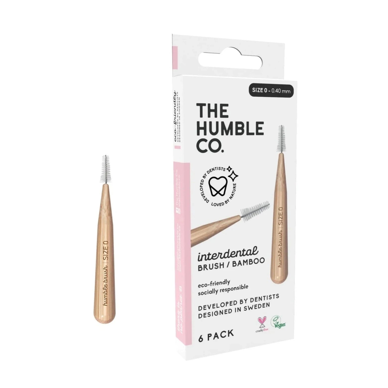 Interdental Bamboo Brush 0.4mm 6 Pack - Humble Brush - Interdental Brush - Eco Natural Products
