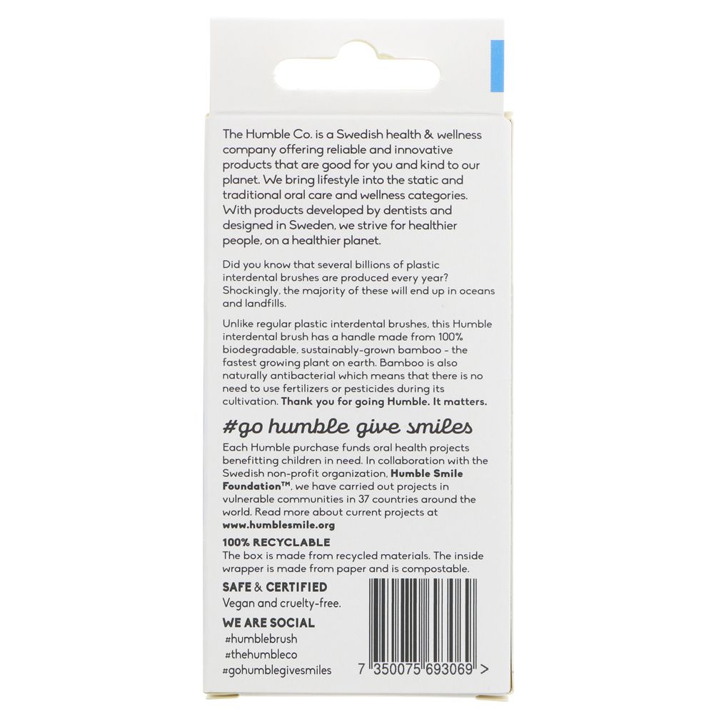 Interdental Bamboo Brush 0.6mm 6 Pack - Humble Brush - Interdental Brush - Eco Natural Products