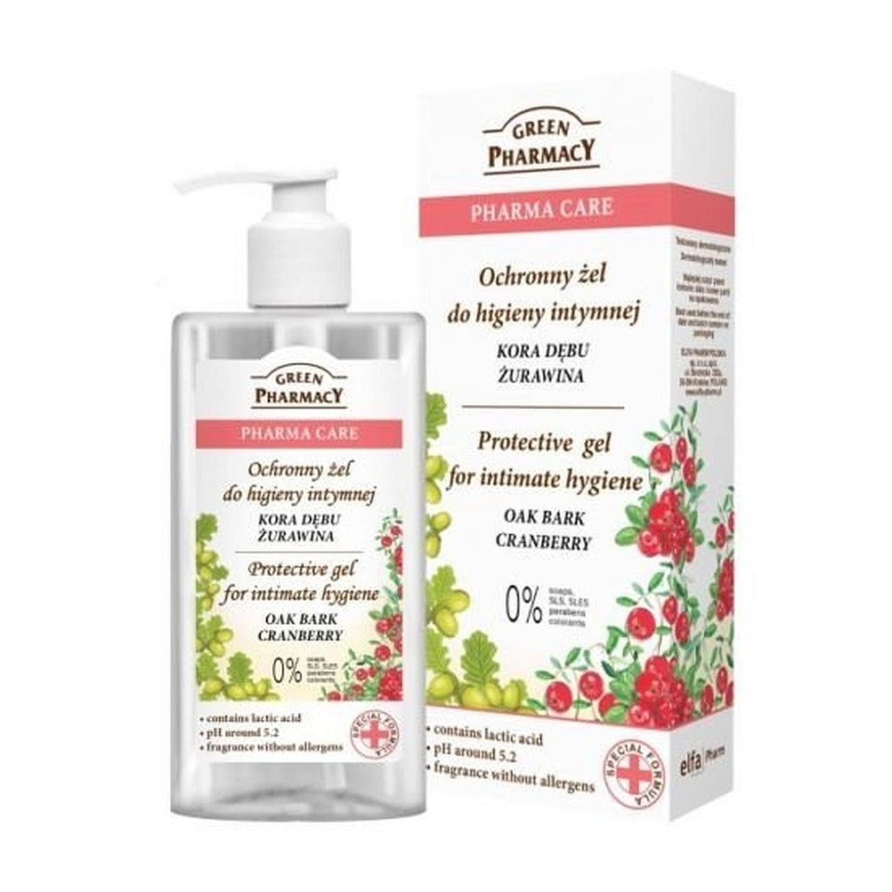 Intimate Soothing Gel Oak Bark Cranberry 300ml - Green Pharmacy - Intimate Hygiene Gel - Eco Natural Products