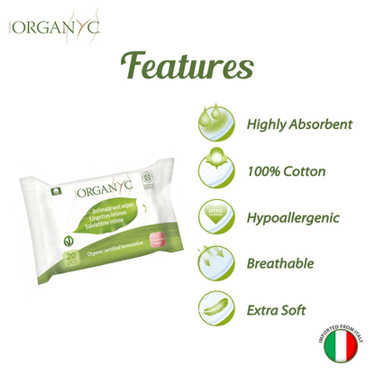 Intimate Wet Wipes 20pcs - Organyc - Wipes - Organyc
