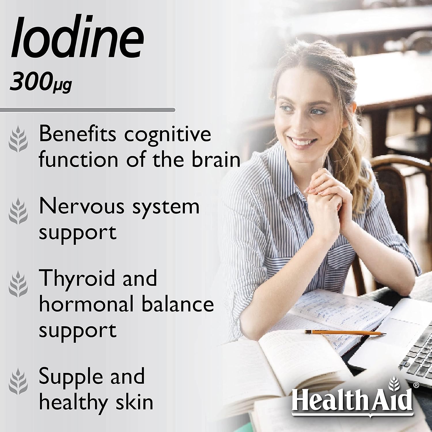 Iodine 300mcg Tablets - Eco Natural Products - HealthAid - Vitamins & Supplements